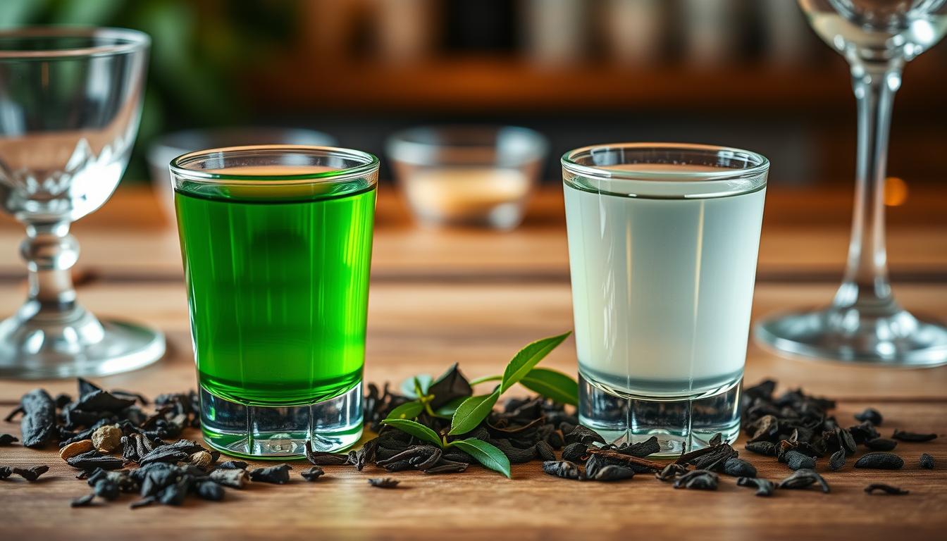 What is the difference between green tea shot and white tea shot