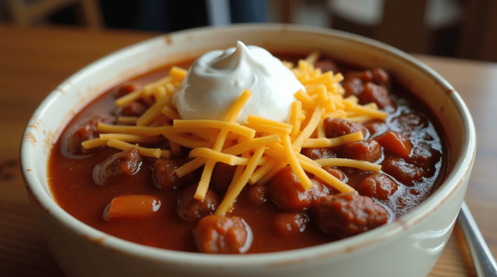 Hearty ground beef chili.