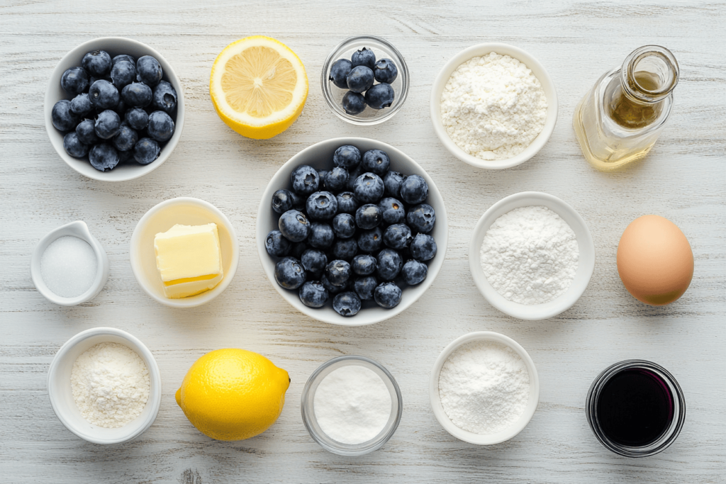 Blueberry Cheesecake Cookie Ingredients Flat Lay